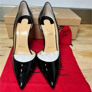 Christian Louboutin Iriza Black Patent Leather 100mm 38.5